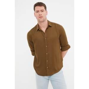 Trendyol Khaki Men Regular Fit Shirt Collar Herringbone Shirt