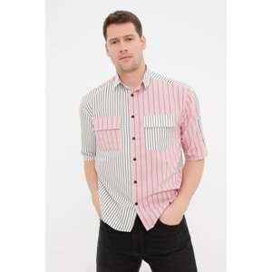 Trendyol Multi Color Men's Boxy Fit Shirt Collar Color Block Striped Shirt