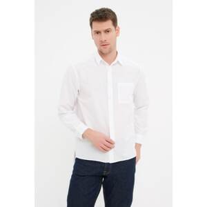 Trendyol White Men's Relax Fit Shirt Collar Asymmetrical Cut Back Printed Shirt