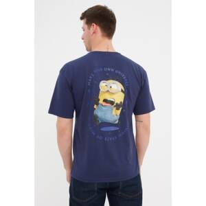 Trendyol Navy Blue Men's Relaxed Fit Crew Neck Short Sleeve Minions Printed Licensed T-Shirt