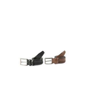 Trendyol Black-Tain Men's 2-Pack Faux Leather Belt