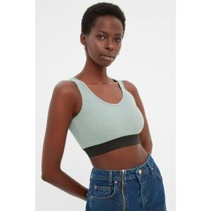Trendyol Mint Ribbed Elastic Waist Super Crop Knitted Bustier
