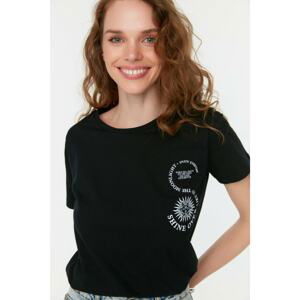 Trendyol Black Printed Basic Knitted T-Shirt