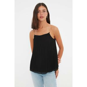 Trendyol Black Pleated Strap Blouse