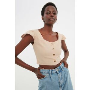 Trendyol Stone Button Crop Blouse