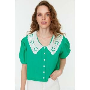 Trendyol Green Collar Detailed Buttoned Blouse