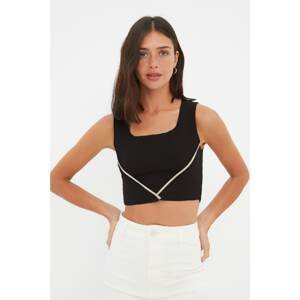 Trendyol Black Camisole Crop Knitted Blouse