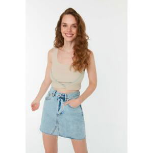 Trendyol Light Beige Camisole Crop Knitted Blouse