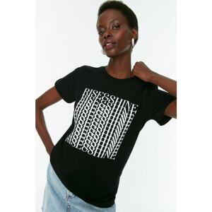 Trendyol Black Printed Basic Knitted T-Shirt