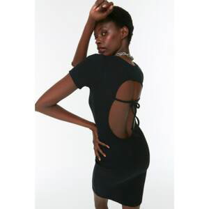 Trendyol Black Backless Bodycon Mini Knitted Dress