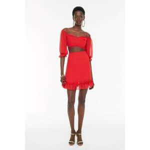 Trendyol Red Ruffle Detailed Chiffon Dress