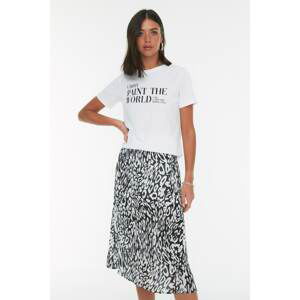 Trendyol White Printed Basic Knitted T-Shirt