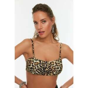 Trendyol Brown Leopard Patterned Strapless Bikini Top