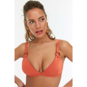 Trendyol Orange Accessory Detail Textured Bikini Top