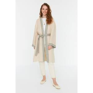 Trendyol Beige Waist Belted Ethnic Patterned Woven Kimono&Caftan