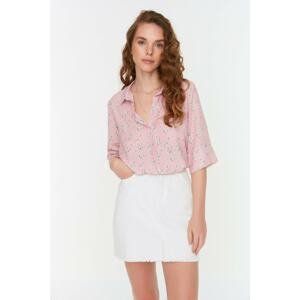 Trendyol Pink Floral Patterned Woven Blouse