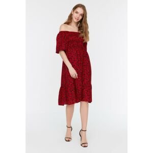 Trendyol Claret Red Floral Midi Dress