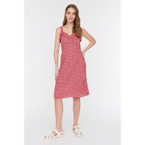 Trendyol Red Check Midi Dress