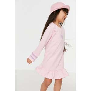 Trendyol Pink Frill Detailed Embroidery Girl Knitted Dress