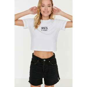 Trendyol White Printed Crop T-Shirt