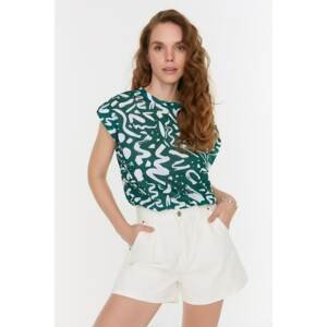 Trendyol Emerald Printed Sleeveless Basic Knitted T-Shirt
