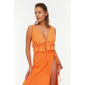 Trendyol Orange Drawstring Tie Blouse