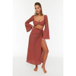 Trendyol Cinnamon Cotton Slit Detailed Skirt