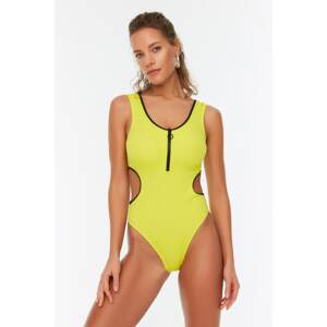 Trendyol Green Zipper Cut Out Detailed Swimsuit