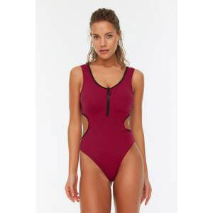 Trendyol Fuchsia Zipper Cut Out Detailed Swimsuit