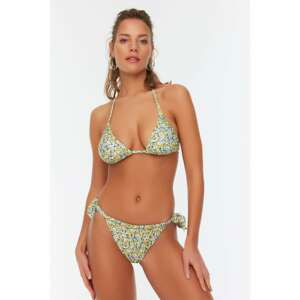 Trendyol Green Crispy Floral Patterned Tie Detailed Bikini Bottoms