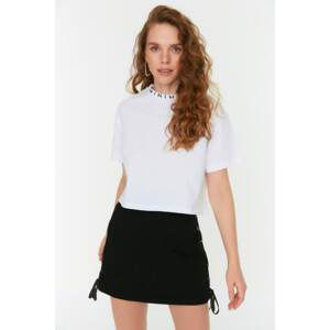 Trendyol White Straight Collar Crop Knitted T-Shirt