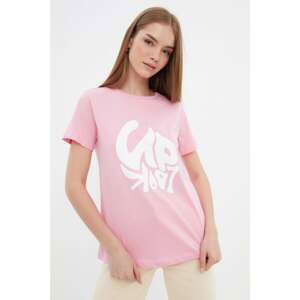 Trendyol Lilac Printed Basic Knitted T-Shirt