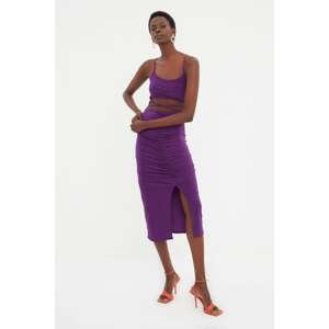 Trendyol Purple Cut Out Detailed Pleated Knitted Dress