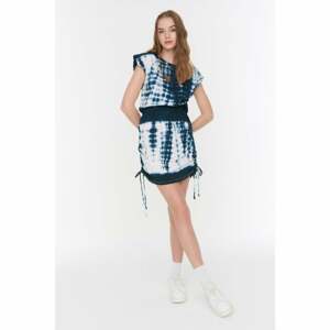 Trendyol Multicolor Batik Pattern Waistcoat Pleated Knitted Dress