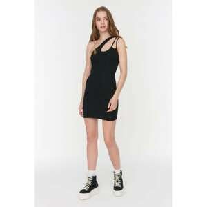 Trendyol Black Ribbed Cut Out Detailed Knitted Dress