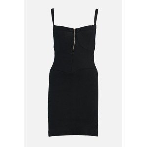 Trendyol Black Ribbed Zipper Knitted Dress