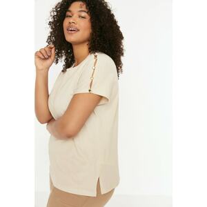 Trendyol Curve Plus Size T-Shirt - Beige - Regular