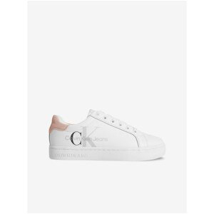 White Women's Leather Sneakers with Calvin Klein Inscription - Women