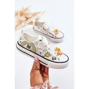 Children's Sneakers With Velcro Print White Lace