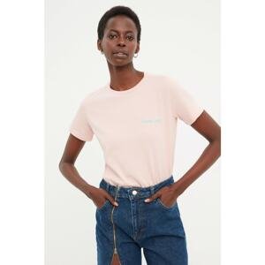 Trendyol Powder Embroidered Basic Knitted T-Shirt
