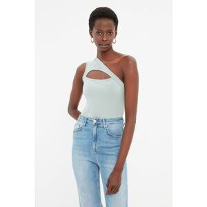 Trendyol Mint Cut Out Detailed Asymmetrical Collar Knitted Body