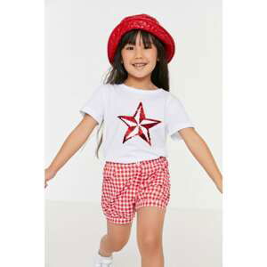 Trendyol Red Plaid Girls' Woven Shorts & Bermuda