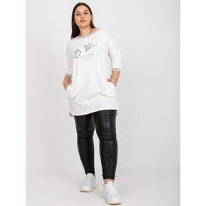 Ecru jersey tunic plus size with Blanche application