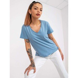 Light blue women's T-shirt Salina MAYFLIES with V-neck