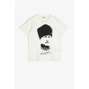 Koton Boy's Ecru Ataturk Printed T-Shirt