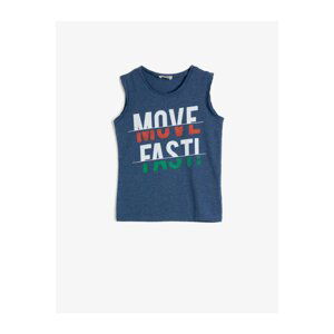 Koton Boy Blue Crew Neck Letter Printed Singlet