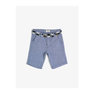 Koton Boy Blue Belt Linen Blend Woven Shorts