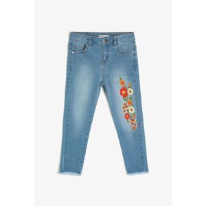 Koton Blue Girl Embroidered Jean Trousers