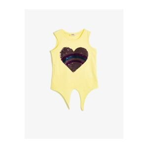 Koton Girl's Yellow Double-Sided Sequin Thick Strap Singlet