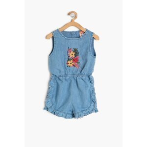 Koton Blue Baby Girl Frill Detailed Jean Jumpsuit